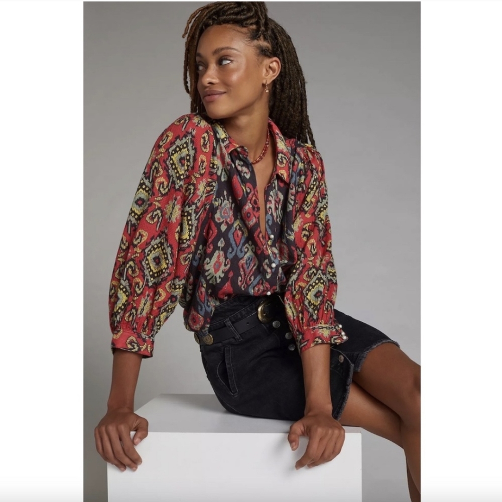 Anthropologie Flower that Girl Boho Top Small